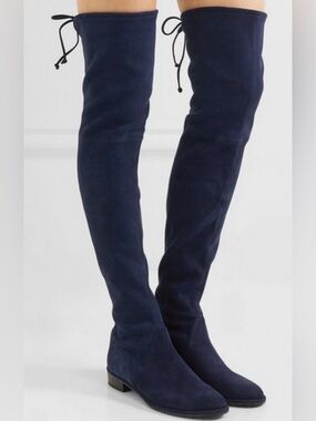 Stuart Weitzman Midnight Blue Suede Over The Knee Boots 10 OTK Thigh High Rare